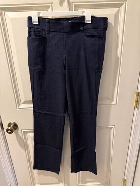 Maurices Navy Textured Slim Straight Trousers w/ “dot” design